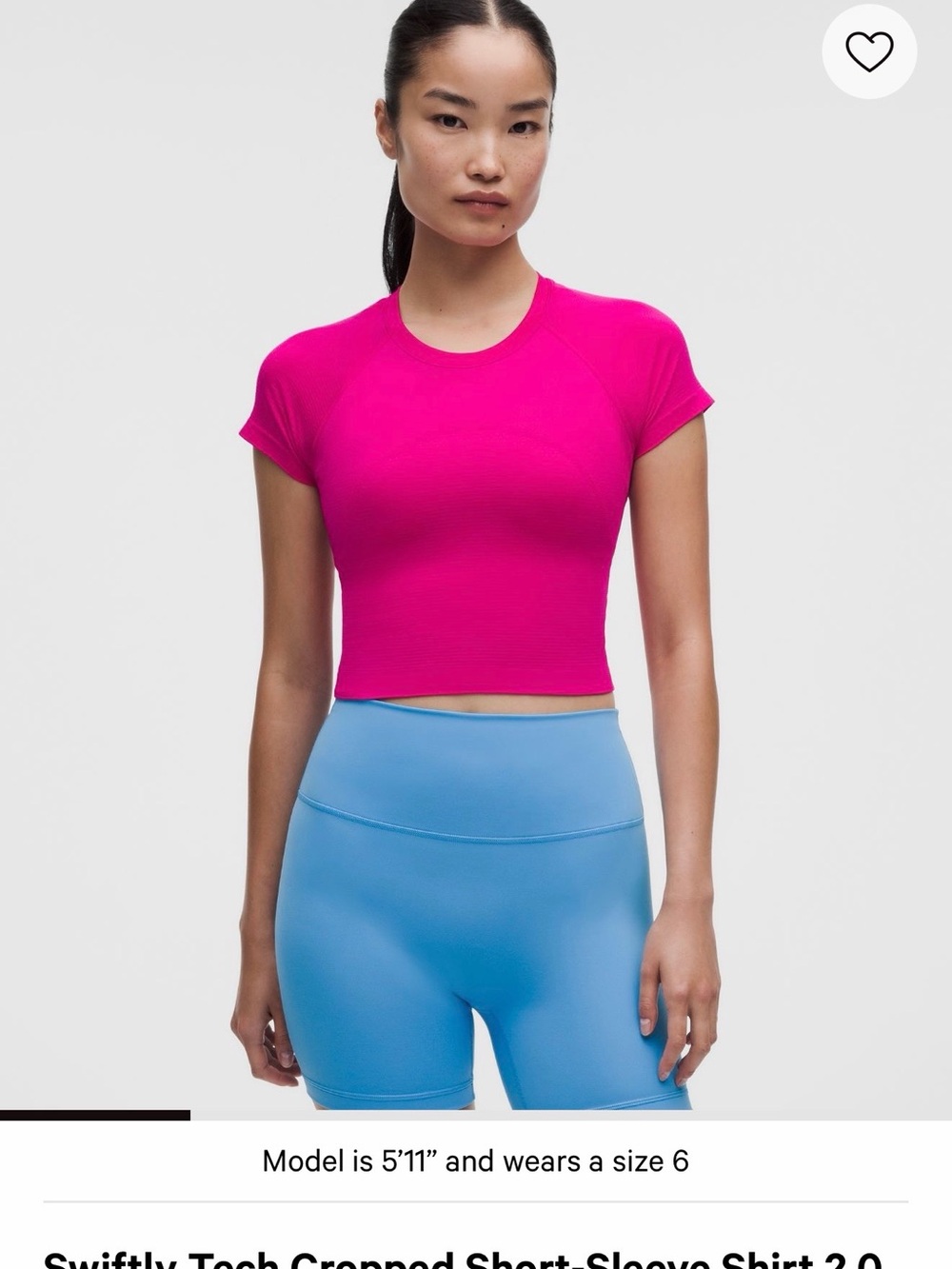Lululemon Swiftly Tech Cropped SS Shirt 2.0 Pink Flare Size 8
